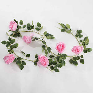 Roses: Pink Rose (6cm) Artificial Flower Vine - 2.2m