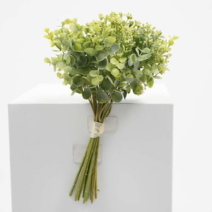 Artificial Greenery Walls And Greenery Garlands: CLEARANCE Artificial Baby's Breath Silver Dollar Small Flower Bouquet - Yellow - Spray Style