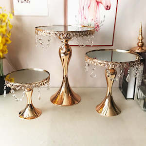 Crystals And Diamante: Rose Gold Cake Stands Vintage Beads 3 Piece Set