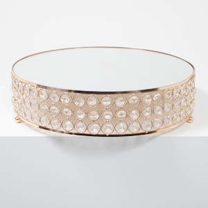 Crystals And Diamante: CLEARANCE Rose Gold Cake Stand - 35cm Mirror Top