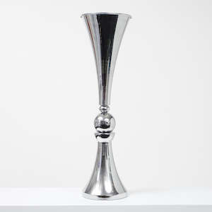 Candle Holders And Candelabra: Trumpet Centrepiece Vase - Silver (70cm Tall)