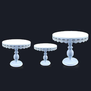 White Cake Stands Vintage Lace 3 Piece Set