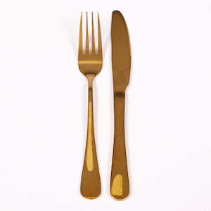 Charger Plates: 2pc Cutlery Set (Knife & Fork) - Gold