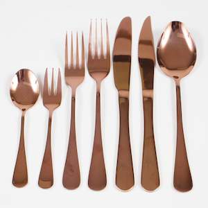 Charger Plates: 7pc Rose Gold Cutlery Set