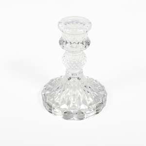 Vintage Glass Taper Candle Holder - Pedestal Decanter Style