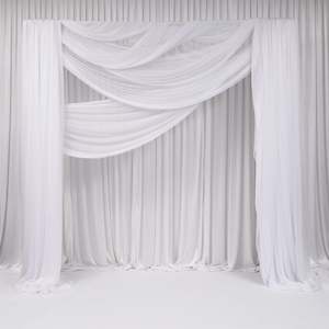 Christmas Backdrops: CLEARANCE Sheer Stretch Crepe Chiffon Fabric - Cool White (1.6x28m)