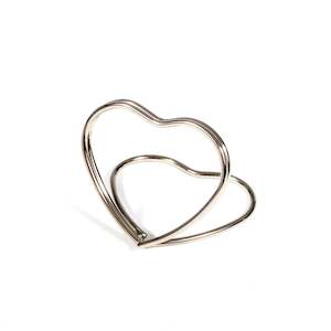 Metal Love Heart Place Card Holder - Silver