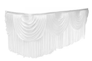 Ice Silk Satin Table Skirting + BONUS Clips - White (6m)