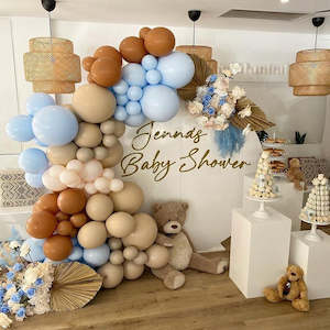 CLEARANCE Balloon Garland Kit - Autumn - Light Blue, Brown, Eggshell (139pc)