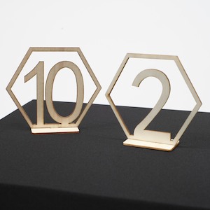CLEARANCE Hexagonal Table Numbers - Wood (1 - 20)