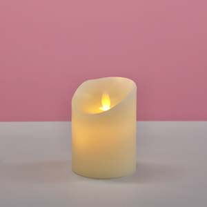 LED Flameless Flickering Wax Pillar Candle - Ivory (7.5x10cm)