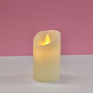 LED Flameless Flickering Wax Pillar Candle - Ivory (7.5x12.5cm)