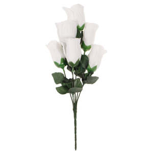 Outdoor Events: CLEARANCE Artificial Silk Premium Rose Bud Bouquet - White