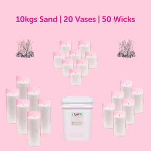 Christmas Table Linen And Decorations: Sand Candle Wax & Vases Package (10kgs Sand, 20 Vases, 50 Wicks)