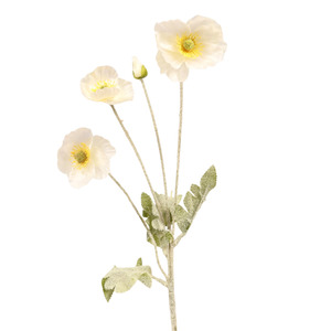 Artificial Poppy Spray - White