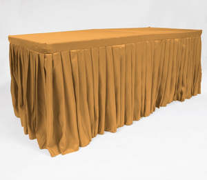 Christmas Tablecloths And Christmas Overlays: Fitted Tablecloth with Pleated Table Skirting - Gold (6ft)