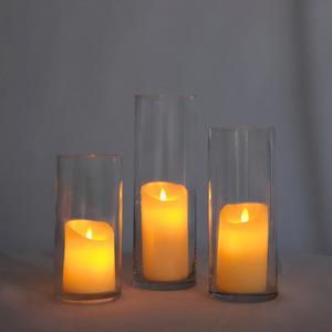 Christmas Table Linen And Decorations: LED Candle & Vase Package (3 Candles, 3 Vases)