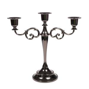 3 Arm Antique Candelabra - Black Silver (26cm)