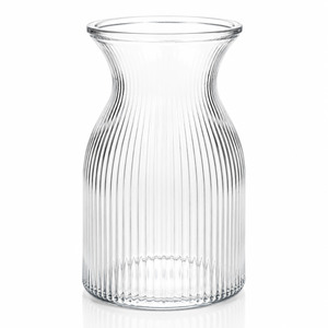 Christmas Table Linen And Decorations: Ribbed Glass Curved Neck Vase - Clear (11.5x19.5cm)