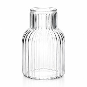 Ribbed Glass Bottle Vase - Clear (13x20cm)