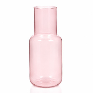Christmas Table Linen And Decorations: Glass Bottle Vase - Pink (9x21cm)