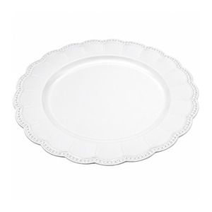 Christmas Table Linen And Decorations: Charger Plate - Scalloped Rim - White
