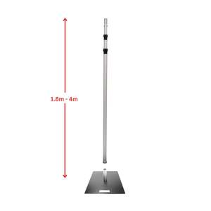 Ceiling Draping Hardware: Upright Pole, Spigot & Baseplate - Pipe and Drape (1.8m - 4m)