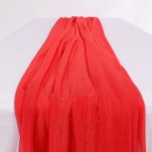 Christmas Chair Bows: Sheer Stretch Crepe Chiffon Table Runners - Red