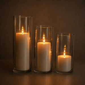 Wax Pillar Candle & Vase Package (18 Candles, 18 Vases)