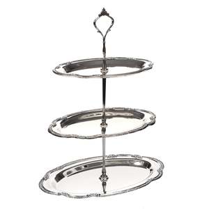 Christmas Table Linen And Decorations: Antique Metal 3 Tier Cake Stand - Silver