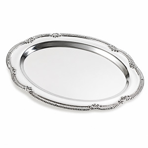 Christmas Table Linen And Decorations: Antique Metal Serving Tray - Silver (28cm)