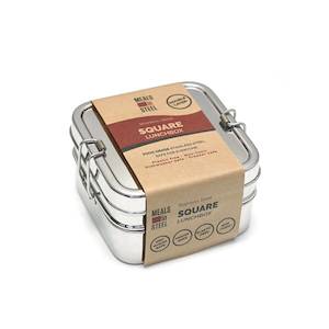 Meals In Steel: Meals In Steel Twin Layer Square Lunchbox