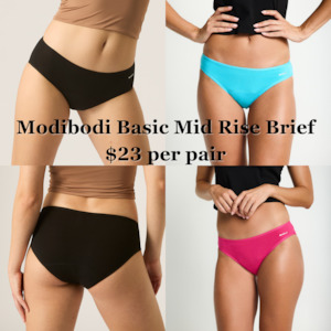 Modibodi Period underpants: Modibodi™ Basic Mid-Rise Brief (Adult sizes 8-20)
