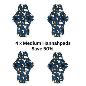 Hannahpad Reusable Pads: 4x Hannahpad Medium Pads 27cm/35mL SAVE 50% Value Bundle
