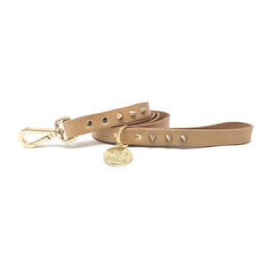 Dog Accessories: Spike Leather Leash | Gold