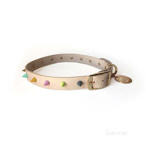 Dog Accessories: Spike Leather Collar | Pastel Party