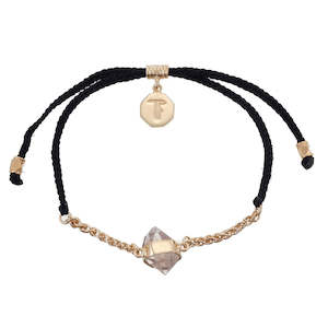 Bracelet | Quartz Crystal & Black/Gold Chain