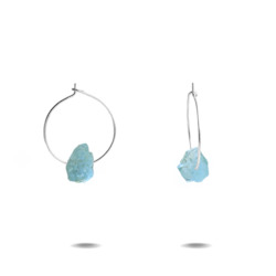 Lena Earrings: Lena Petite | Sterling Silver Aquamarine Hoop Earrings