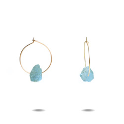 Lena Earrings: Lena Petite | Gold Filled Aquamarine Hoop Earrings