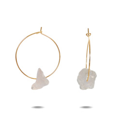 Lena Earrings: Lena | Gold Filled Raw Rose Quartz Hoop Earrings