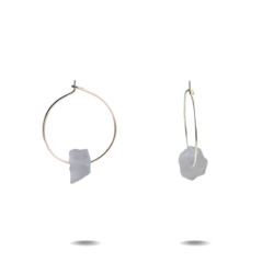Lena Earrings: Lena Petite | Sterling Silver Rose Quartz Hoop Earrings