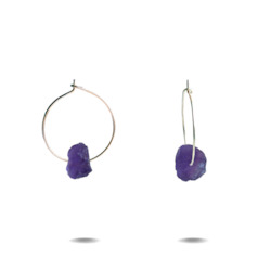 Lena Earrings: Lena Petite | Sterling Silver Amethyst Hoop Earrings