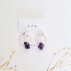 Unique Crystal Earrings: Limited Edition | Amethyst Rose Gold Filled Hoops