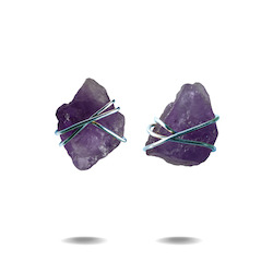Crystal Earrings: Larna | Silver Amethyst Wrapped Studs