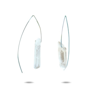 Clear Quartz Jewellery: Lorelai | Silver Quartz Point Hook Earrings