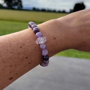 All Raw Crystal Jewellery: Amethyst + Clear Quartz Bracelet