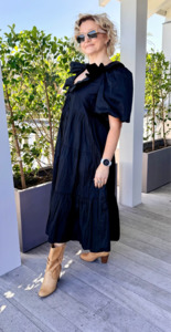 Dresses: TOPSHOP Black Midi Dress