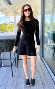 RUBY Black/White Dotted Mini Length Dress