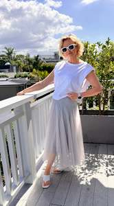 MINX Grey Tulle Maxi Skirt