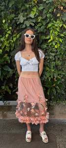 AUGUSTINE Sheer Overlay Pink Skirt